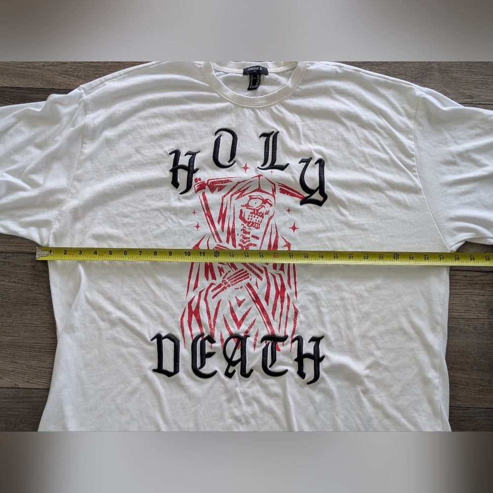Forever 21 Men's T-Shirt Holy Death Grim Reaper Scythe Graphic 2XL XXL Shirt - Picture 2 of 5